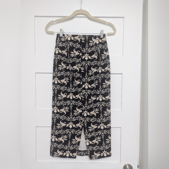 Zara Woman Patterned Black & White/Cream Pencil Skirt - Picture 7 of 10